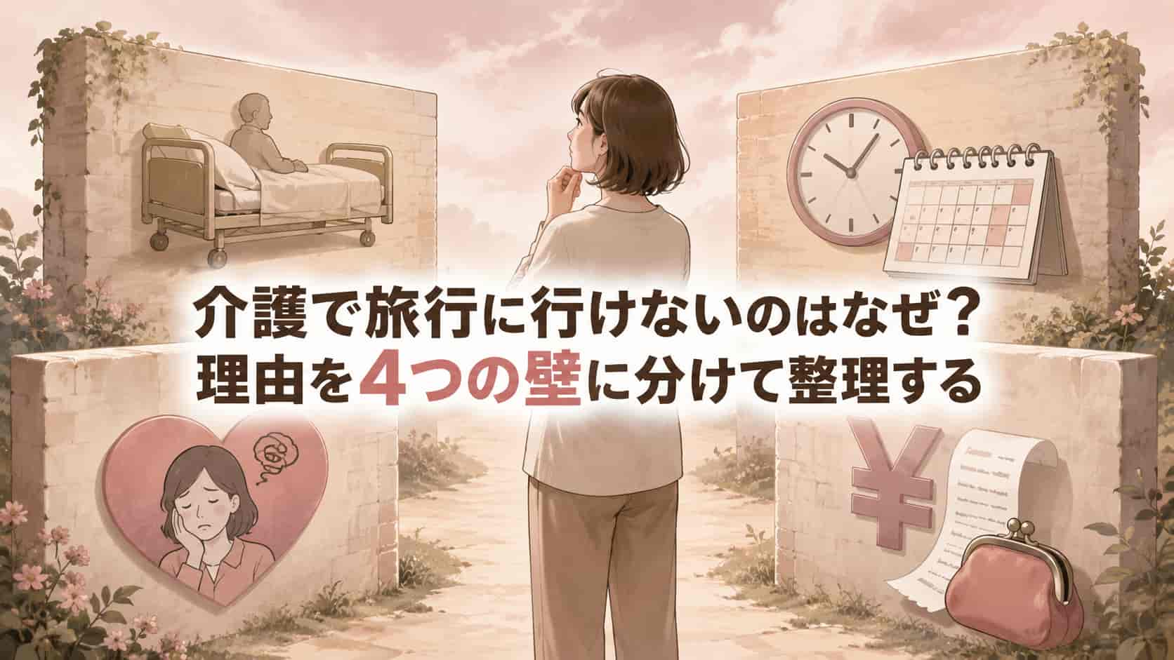 介護で旅行に行けない4つの壁を整理するイメージ