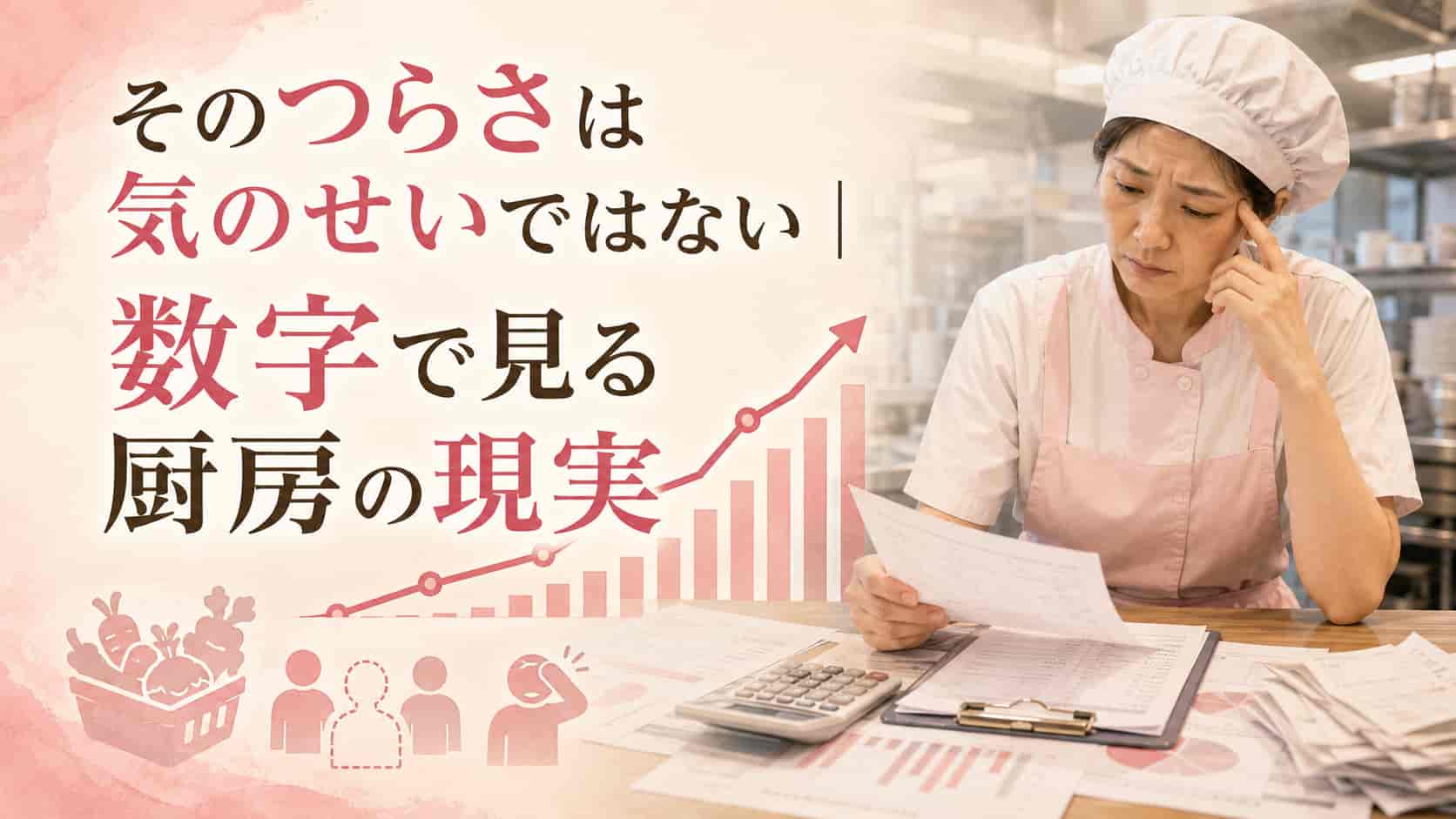 介護施設厨房のつらさを人件費や食材費などの数字で見るイメージ