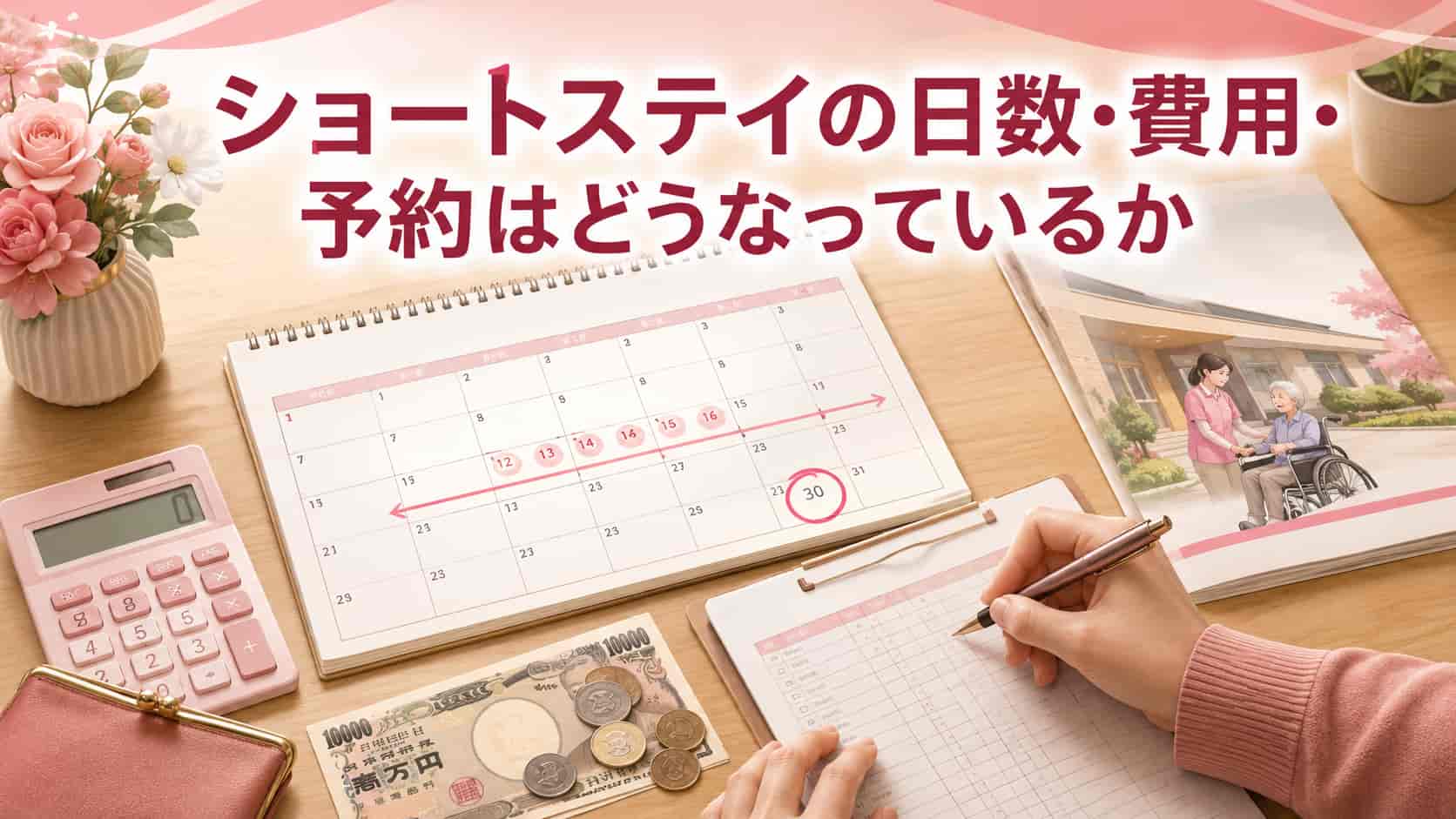 ショートステイの日数と費用と予約を計画するイメージ