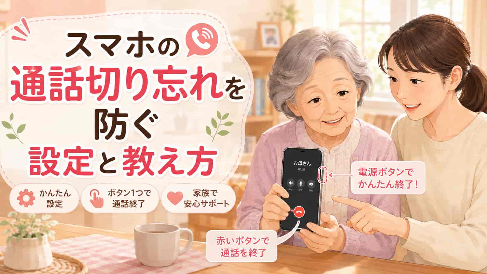 スマホの通話切り忘れを防ぐ設定と教え方