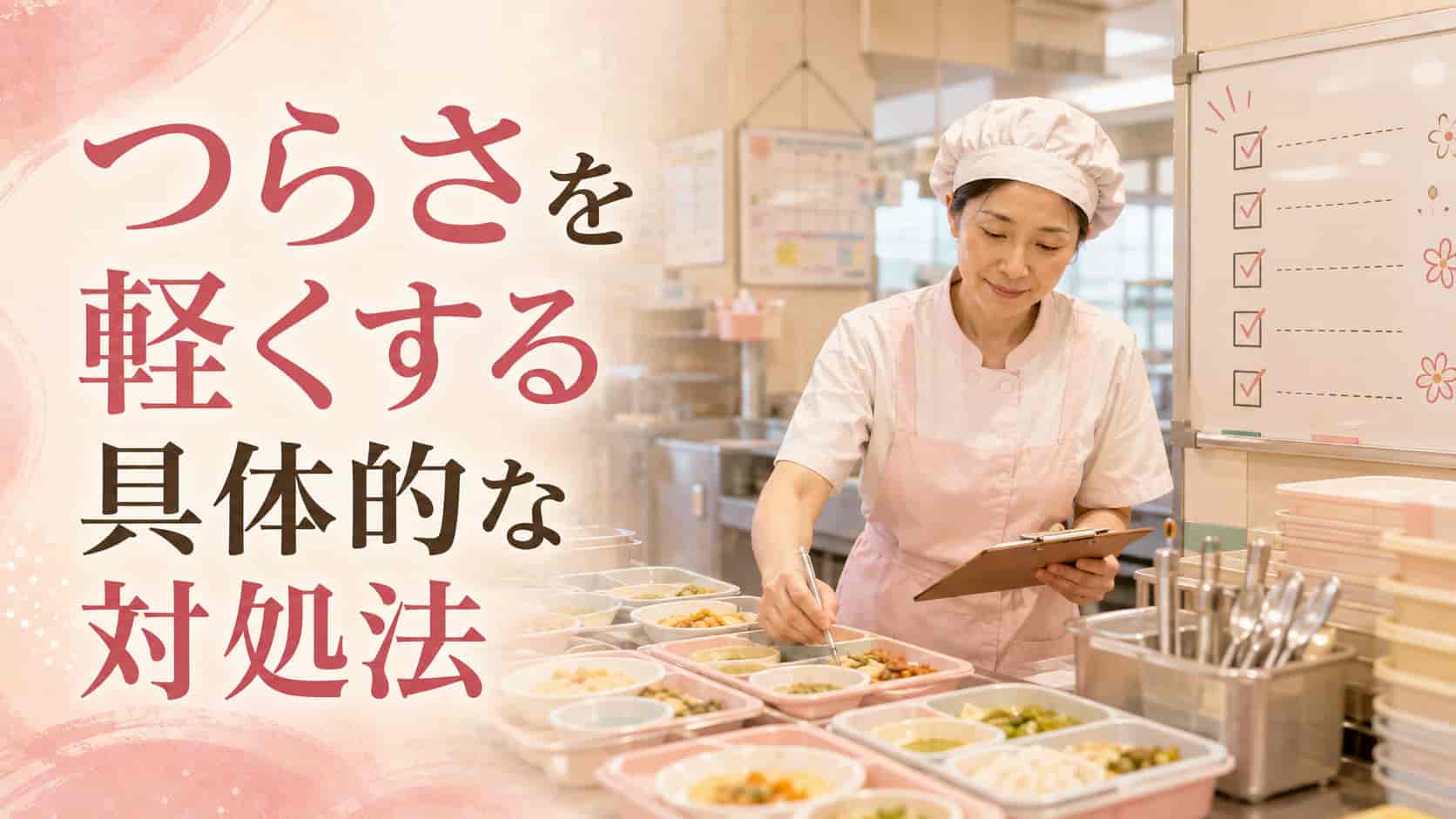 介護施設厨房の仕事のつらさを軽くする具体的な対処法のイメージ