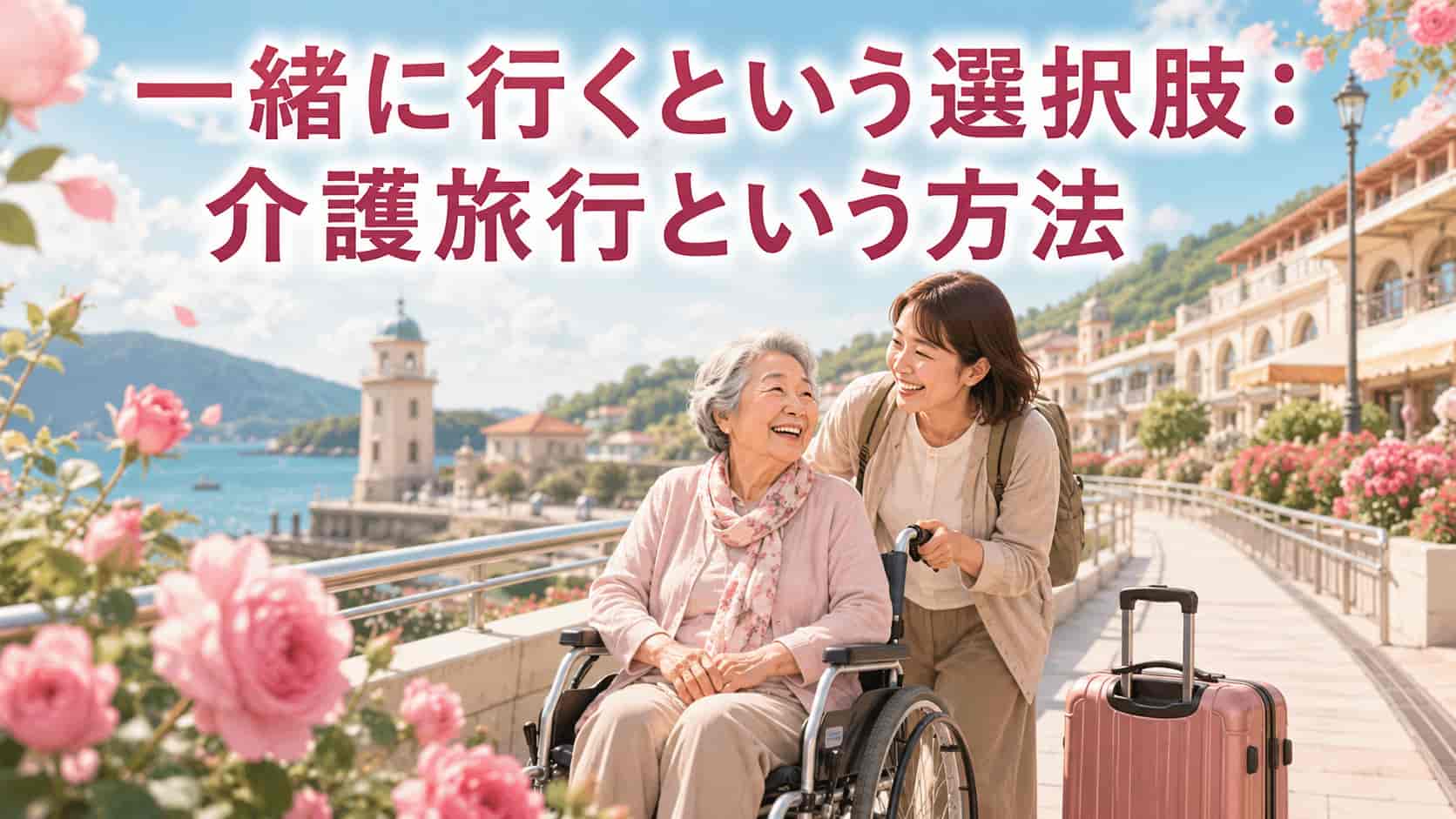 要介護の家族と一緒に介護旅行を楽しむイメージ