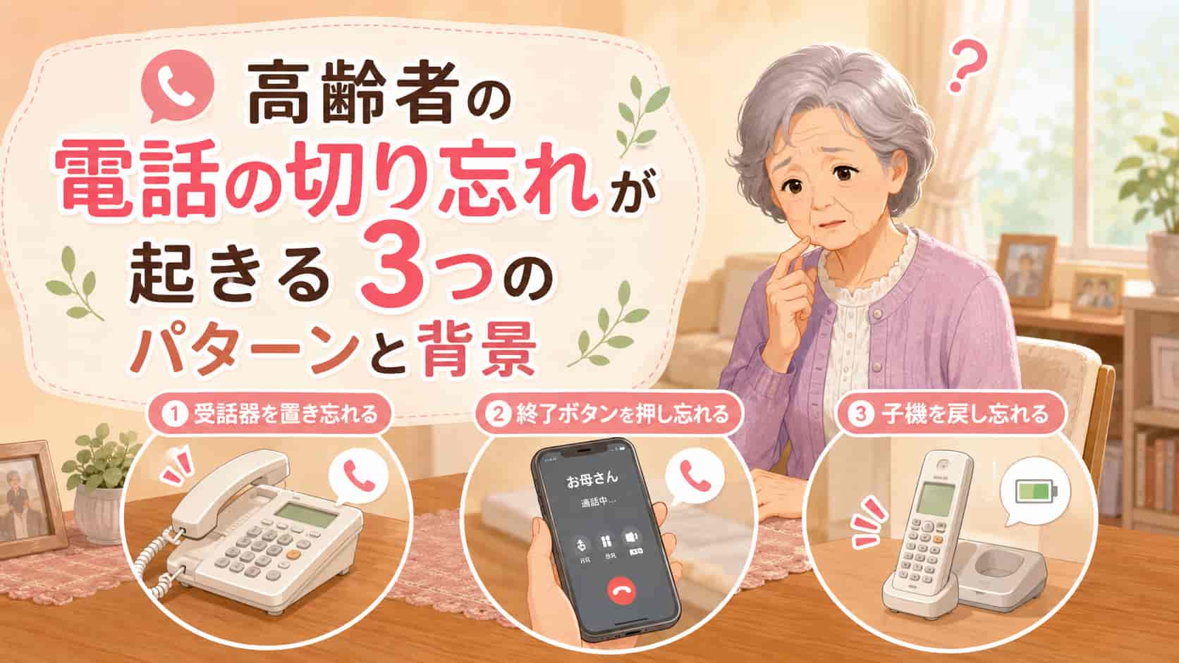 高齢者の電話の切り忘れが起きる3つのパターンと背景