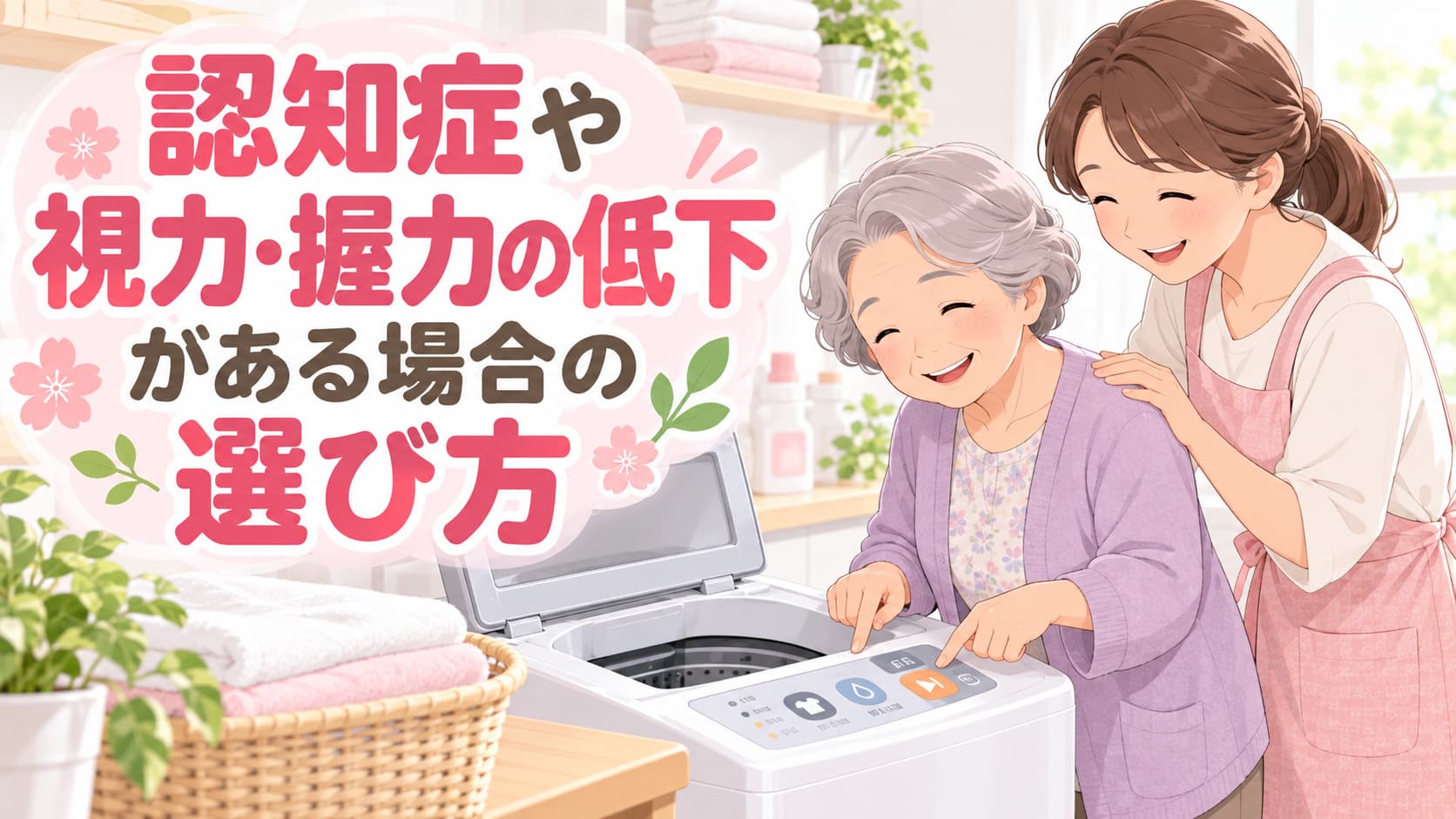 認知症や視力、握力の低下がある高齢者の洗濯機の選び方