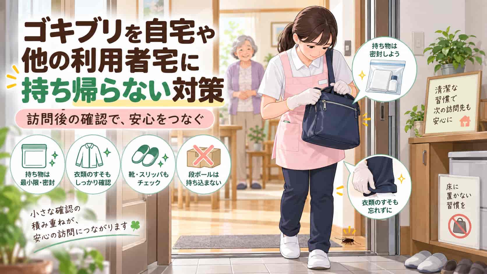 ゴキブリを自宅や他の利用者宅に持ち帰らない対策