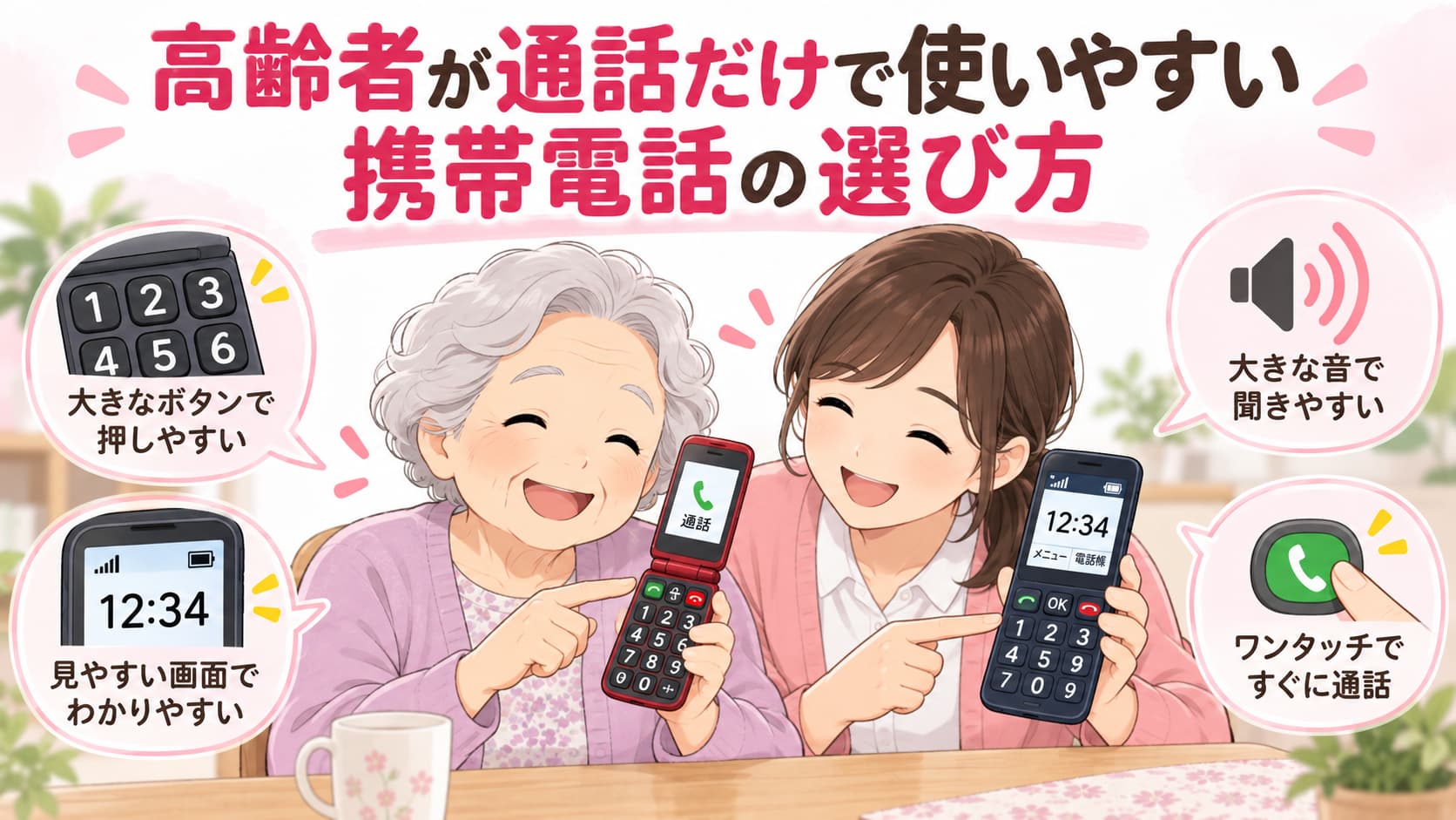 高齢者が通話だけで使いやすい携帯電話の選び方