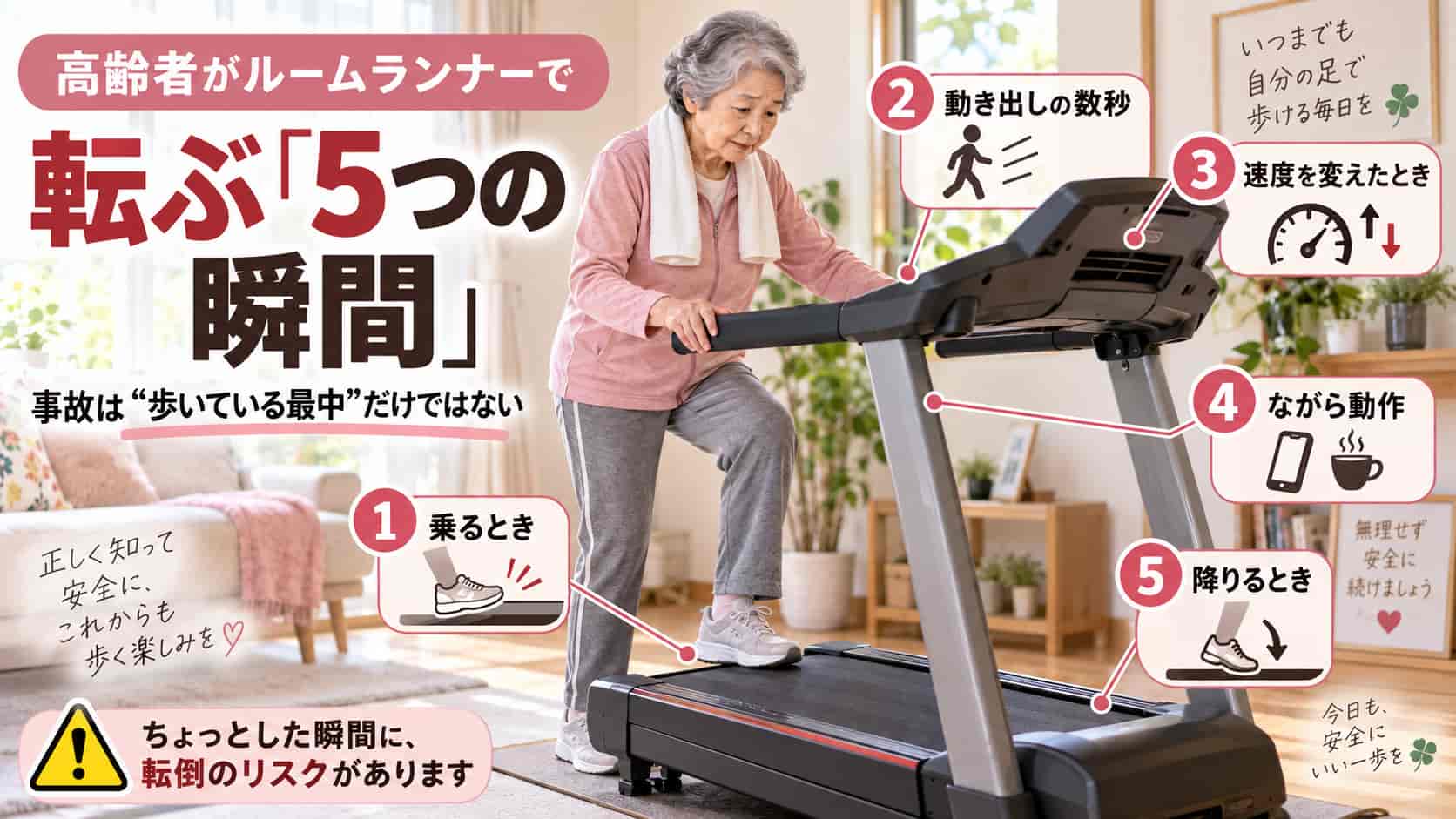 高齢者がルームランナーで転ぶ「5つの瞬間」