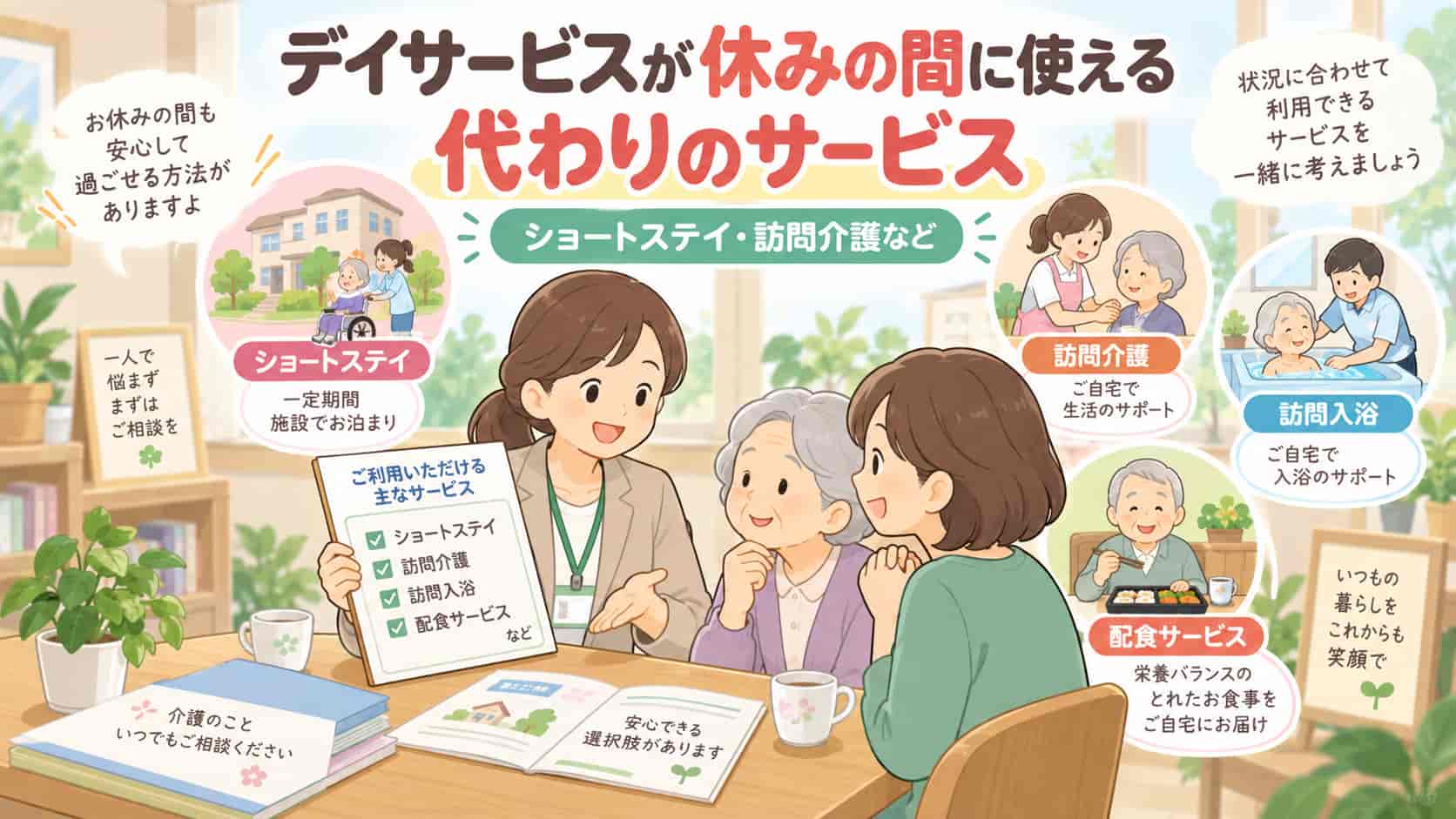 デイサービスが休みの間に使える代わりのサービス