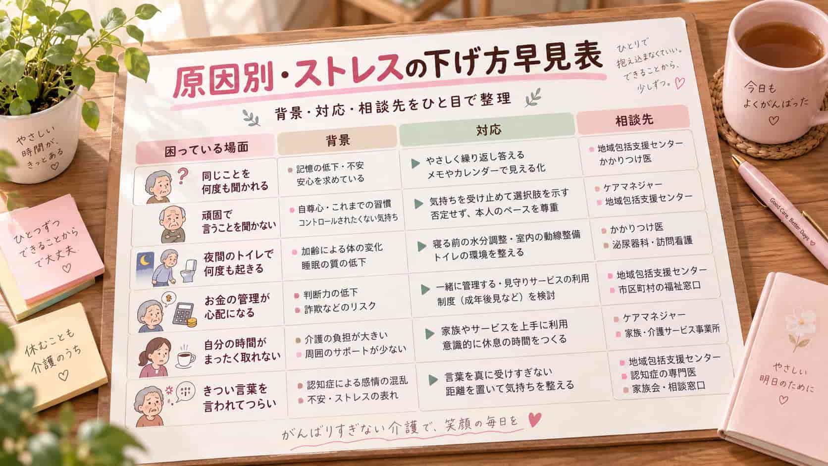 原因別・ストレスの下げ方早見表