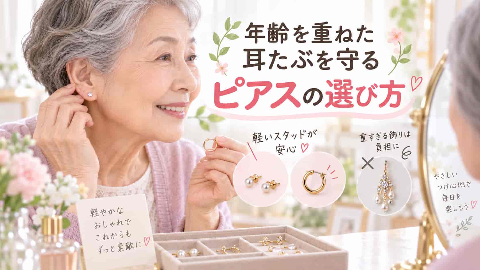 年齢を重ねた耳たぶを守るピアスの選び方