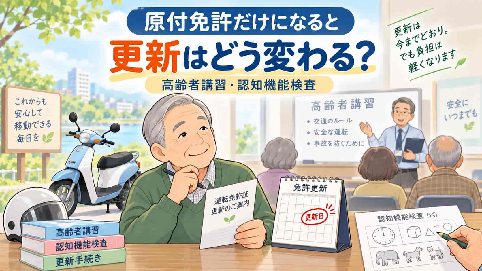 原付免許だけになると更新はどう変わる?高齢者講習と認知機能検査