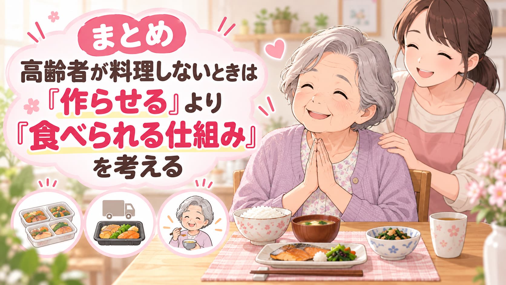 高齢者が料理しないときは作らせるより食べられる仕組みを考える