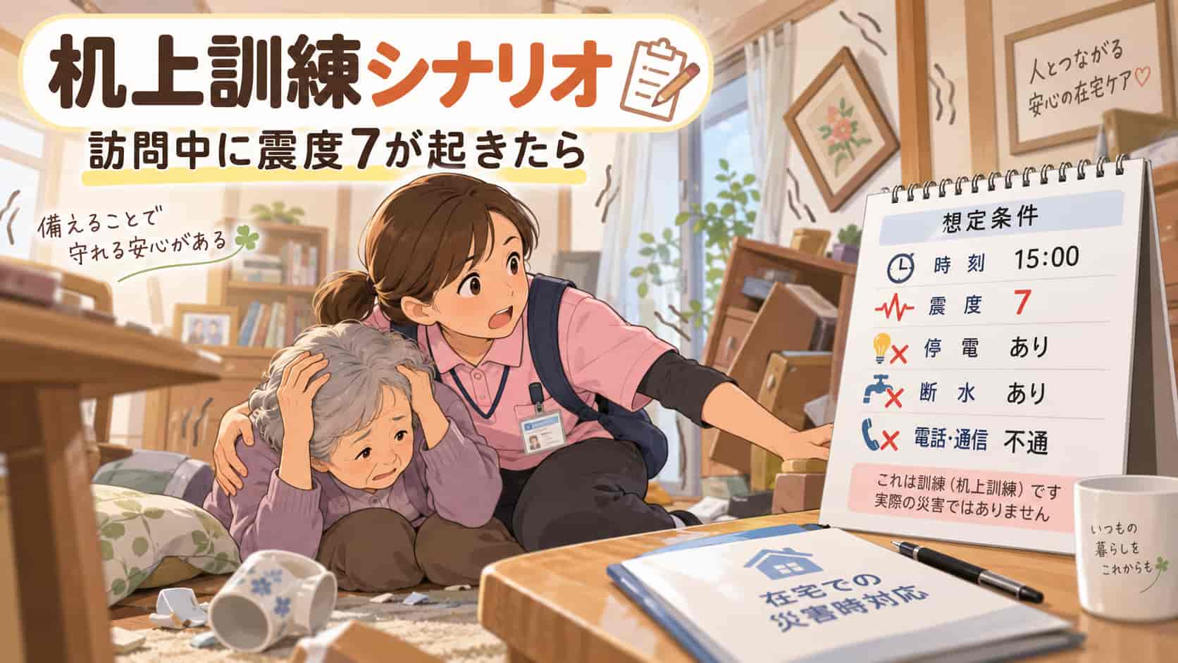 そのまま使える机上訓練シナリオ｜訪問中に震度7が起きたら