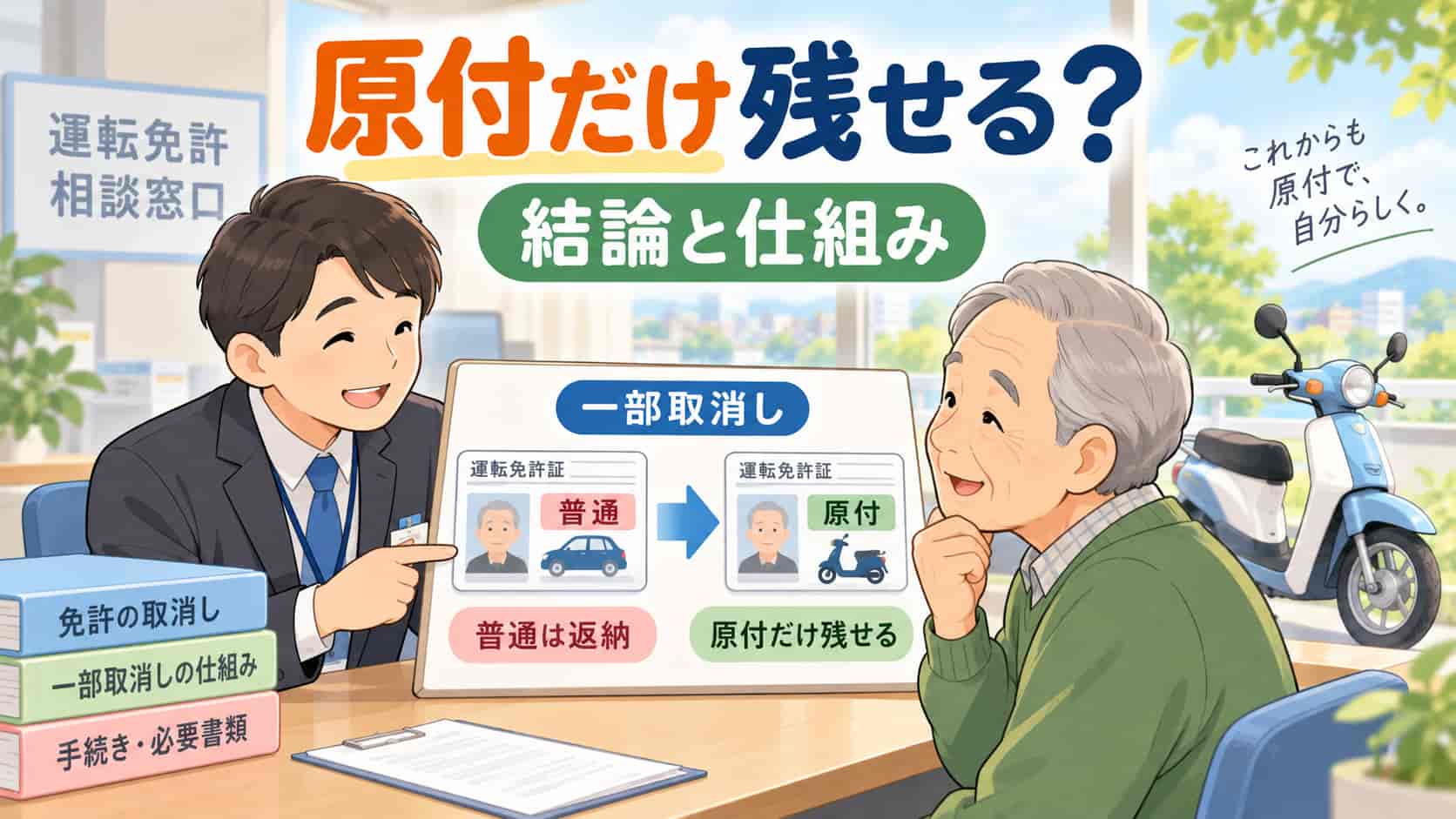 高齢者の免許返納で原付だけ残すことはできる?結論と仕組み