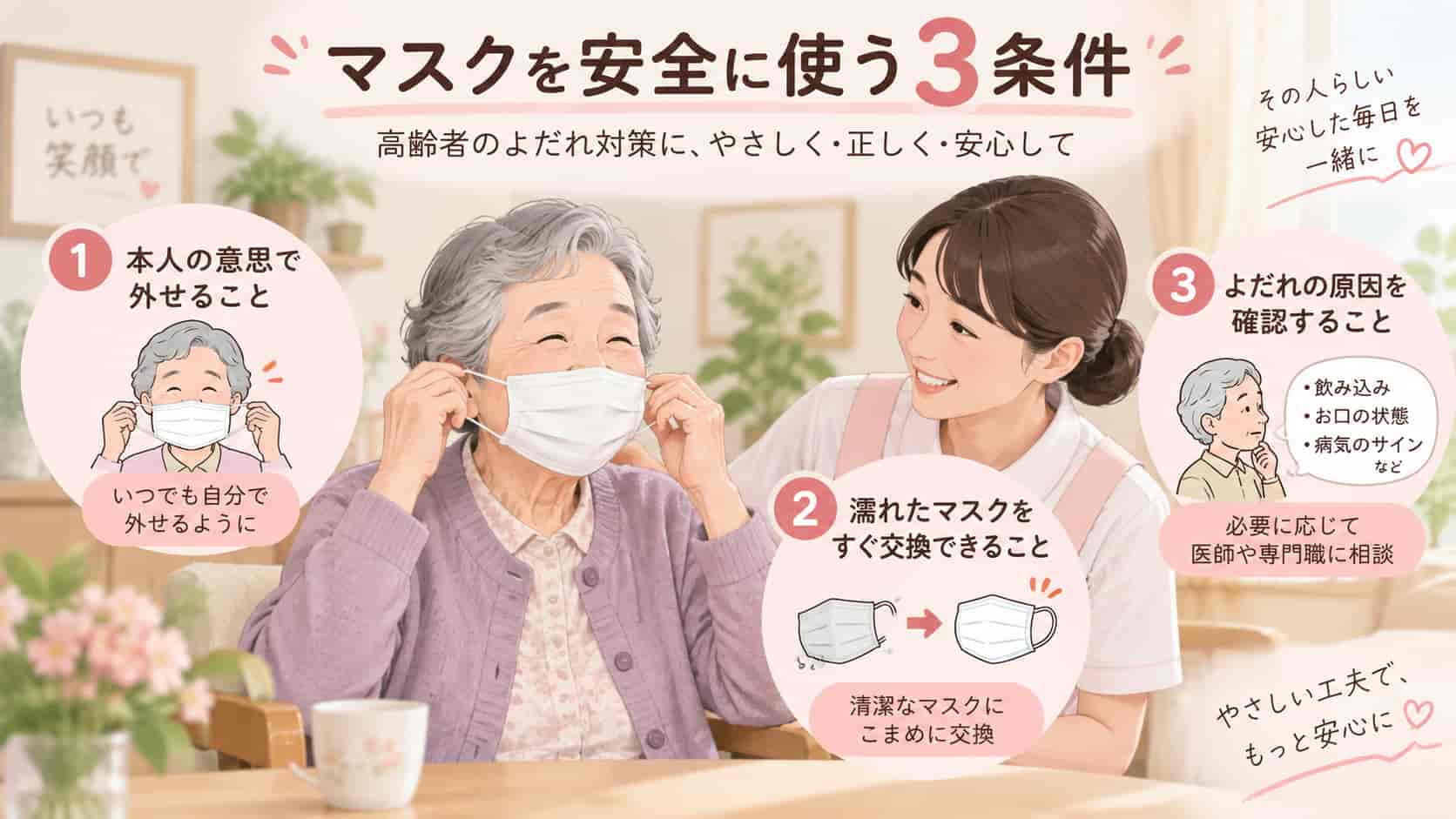 高齢者のよだれ対策にマスクは使える？安全に使うための3つの条件
