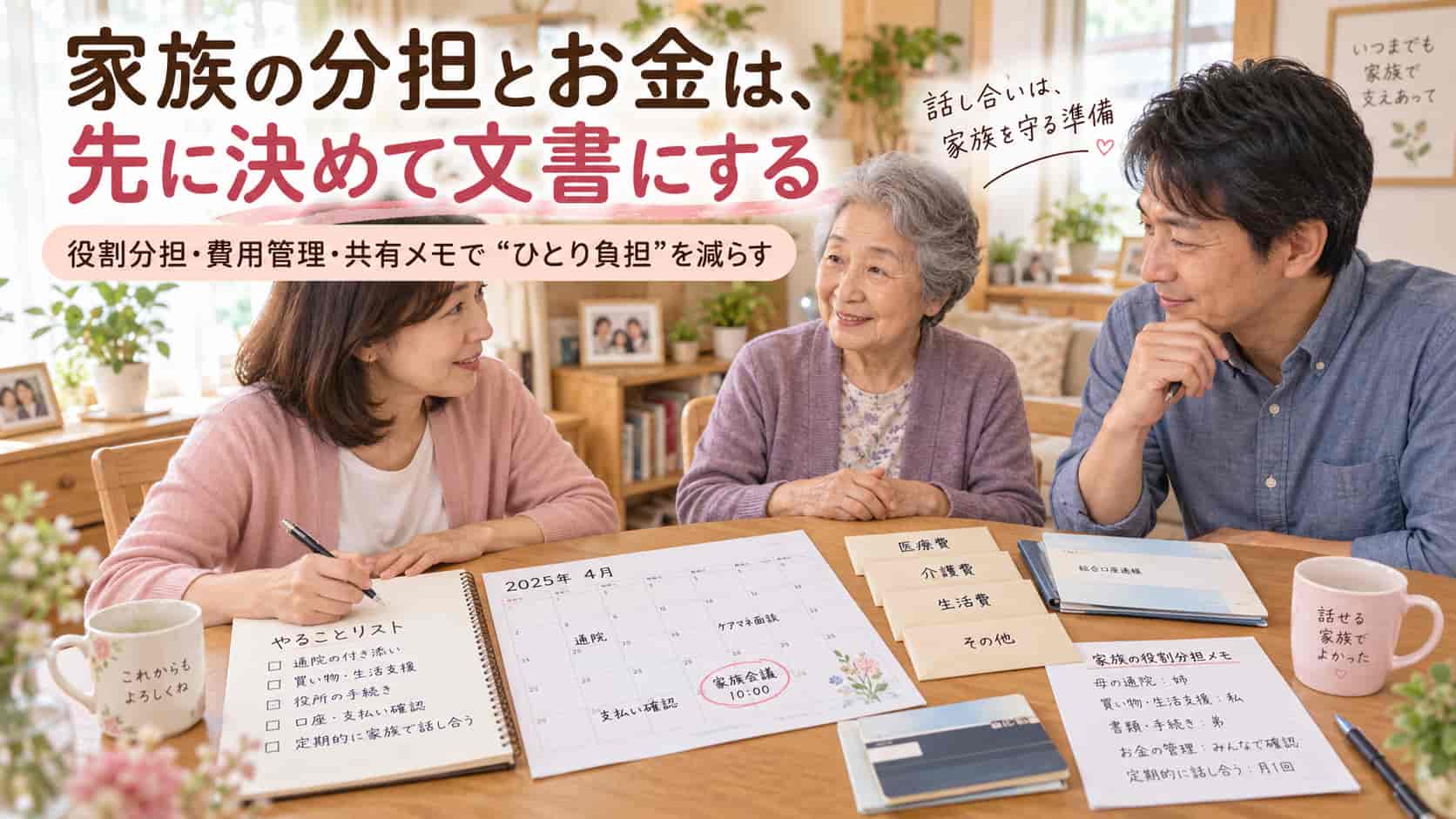 家族の分担とお金は、先に決めて文書にする