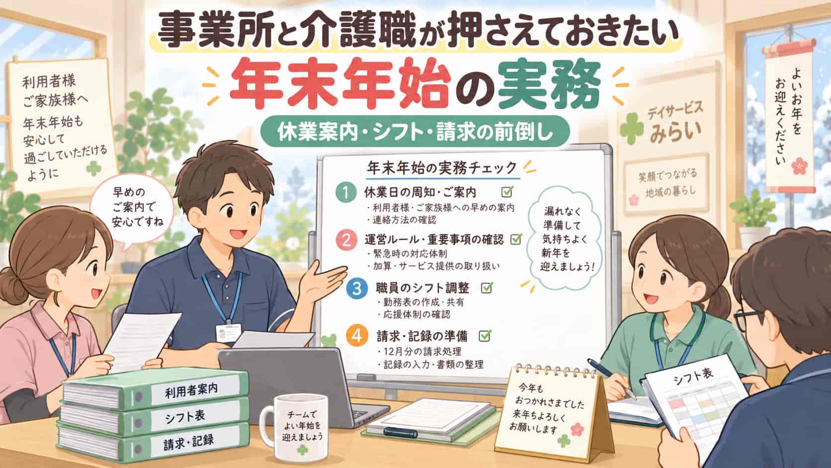 事業所と介護職が押さえておきたい年末年始の実務
