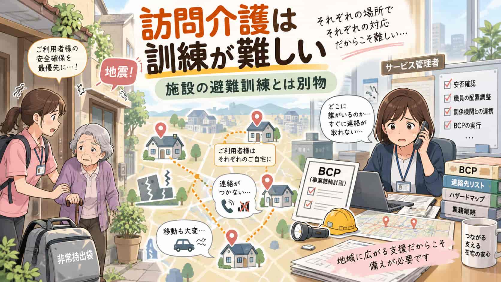 施設の避難訓練とは別物｜訪問介護の防災訓練が難しい3つの理由