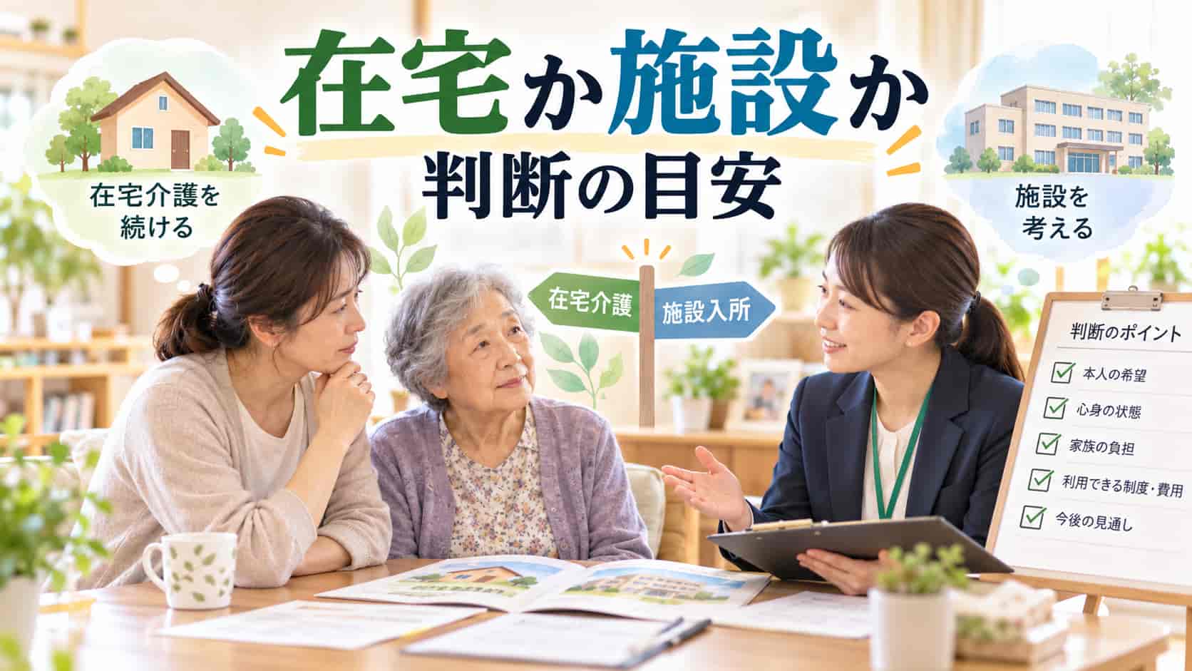 在宅介護を続けるか、施設を考えるか？判断の目安
