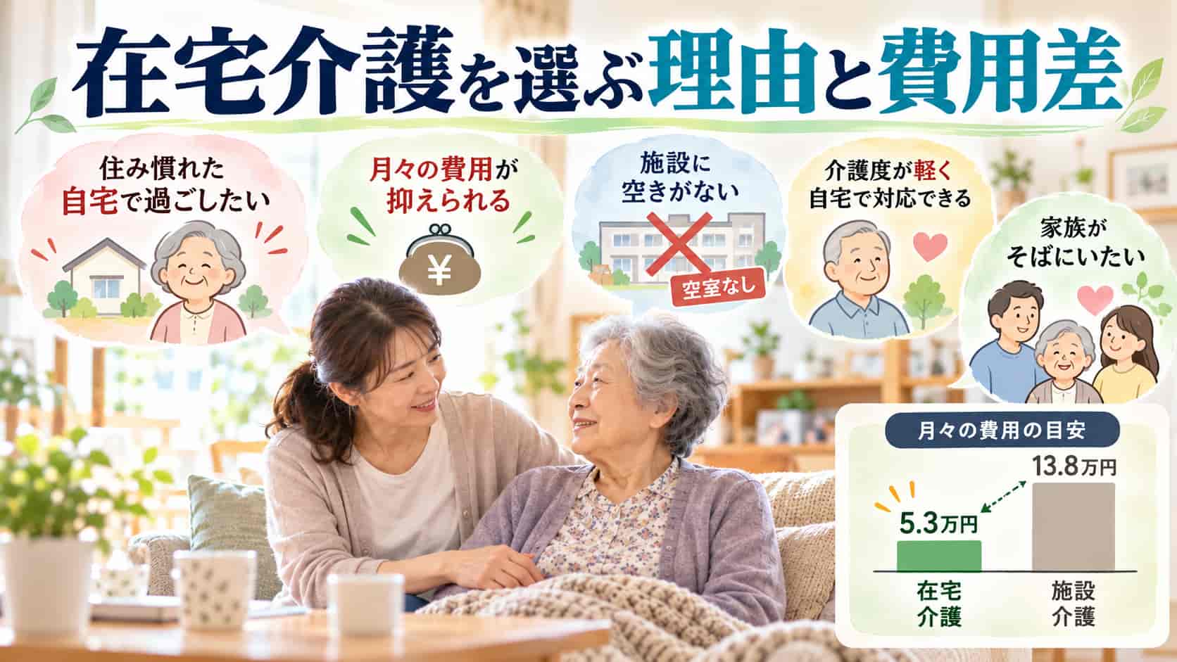 家族はなぜ在宅介護を選ぶのか？主な理由と費用の違い